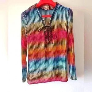 ALBERTO MAKALI summer collection  rainbow blouse size small